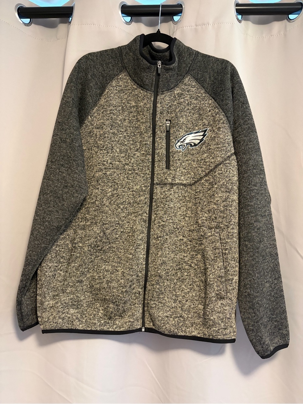 NFL Men's Gray Full-Zip Performance Jacket with Eagles Logo